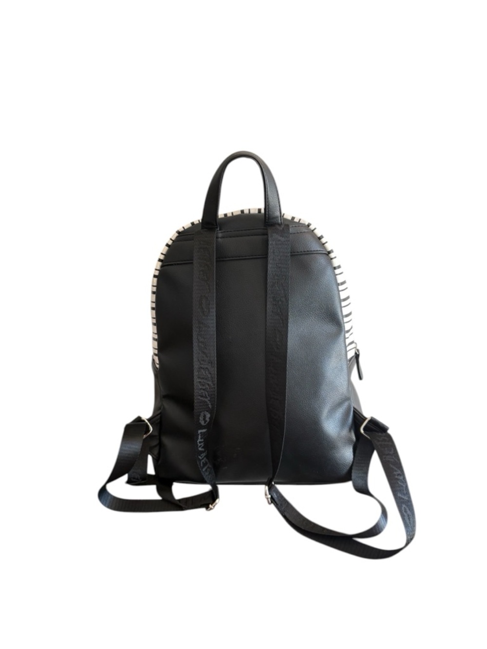 Betsey Johnson Sammy Butterfly Backpack Black White Blush Pink Stripes - Picture 4 of 7